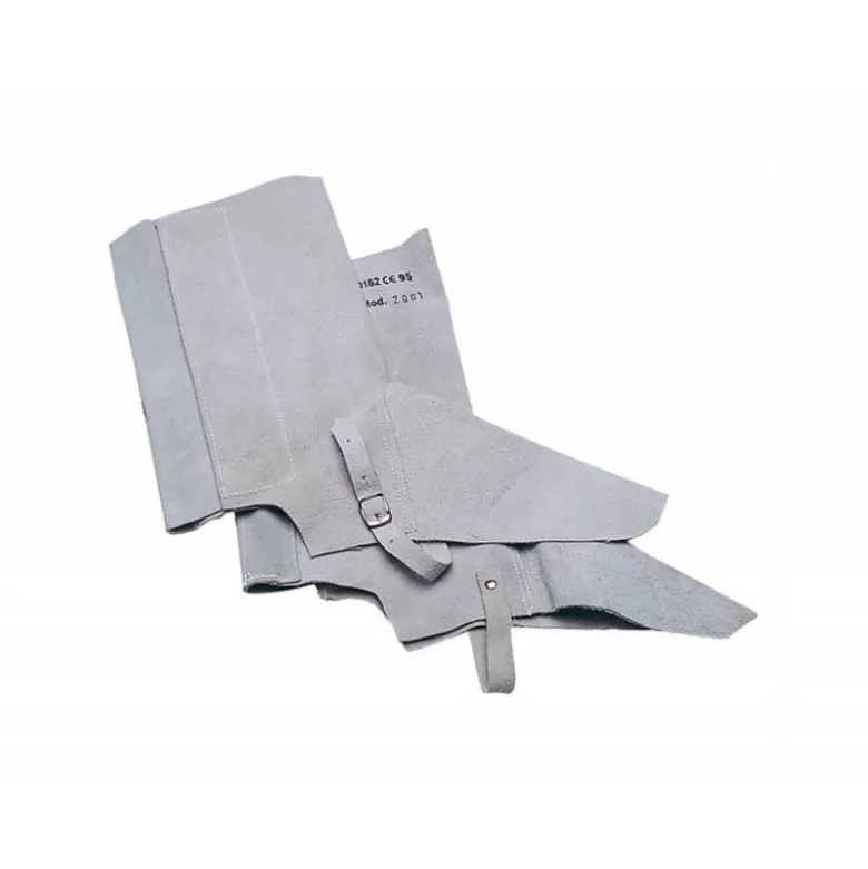 POLAINA PARA SOLDADOR FARU CUERO AL CROMO AJUSTABLE CON VELCRO Y HEBILLA 40 CM