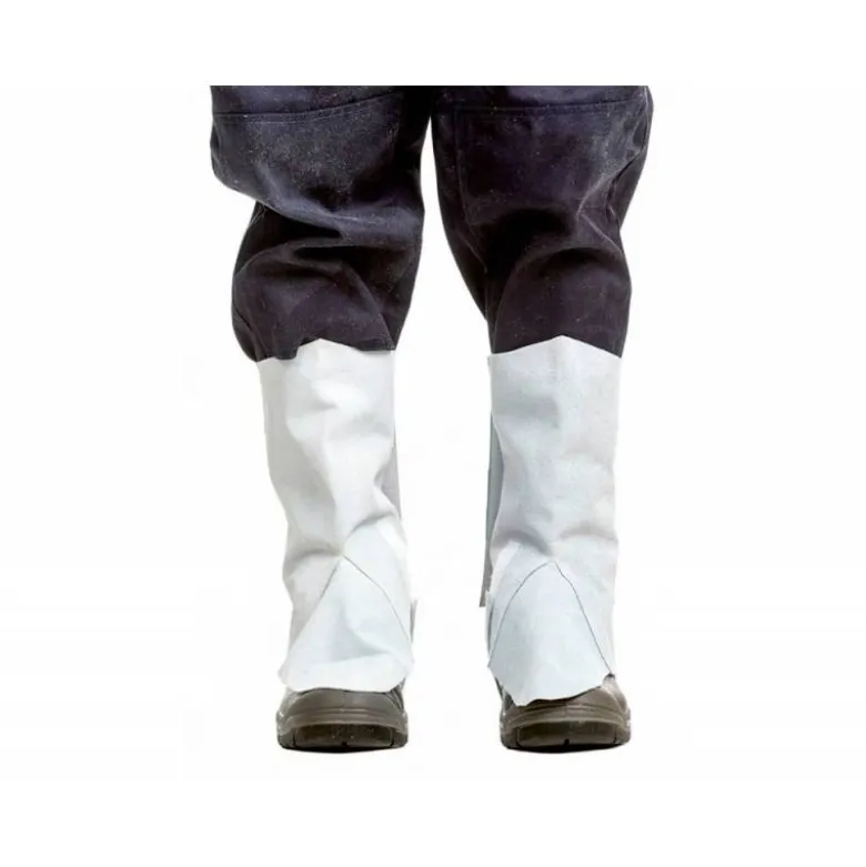 POLAINA PARA SOLDADOR FARU CUERO AL CROMO AJUSTABLE CON VELCRO Y HEBILLA 40 CM
