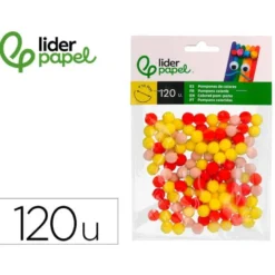 POMPONES DE COLORES LIDERPAPEL 1 CM TONALIDADES CALIDAS BOLSA CON 120 UNIDADES