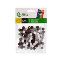 POMPONES DE COLORES LIDERPAPEL 1 CM TONALIDADES NEUTRAS BOLSA CON 120 UNIDADES