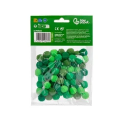 POMPONES DE COLORES LIDERPAPEL 1,5 CM TONALIDADES VERDES BOLSA CON 80 UNIDADES