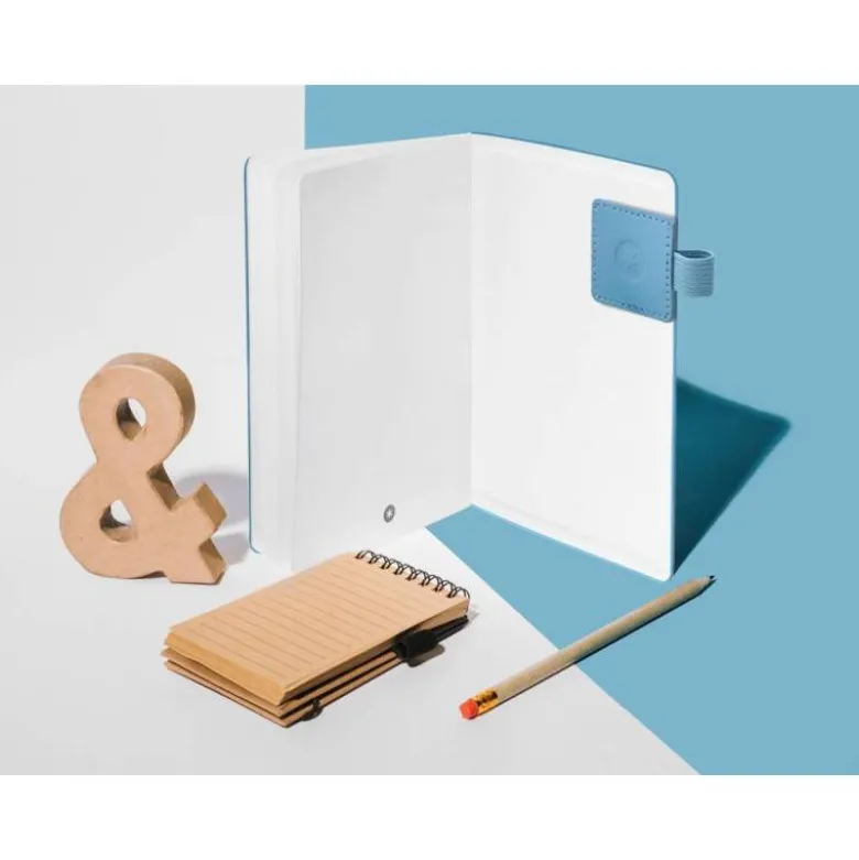 PORTABOLIGRAFO AUTOADHESIVO ANTARTIK PARA CUADERNO NOTE CON ELASTICO HASTA 15 MM GROSOR 80 MM AZUL CLARO 40X40