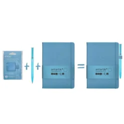 PORTABOLIGRAFO AUTOADHESIVO ANTARTIK PARA CUADERNO NOTE CON ELASTICO HASTA 15 MM GROSOR 80 MM AZUL CLARO 40X40