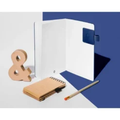 PORTABOLIGRAFO AUTOADHESIVO ANTARTIK PARA CUADERNO NOTE CON ELASTICO HASTA 15 MM GROSOR 80 MM AZUL MARINO