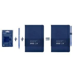 PORTABOLIGRAFO AUTOADHESIVO ANTARTIK PARA CUADERNO NOTE CON ELASTICO HASTA 15 MM GROSOR 80 MM AZUL MARINO