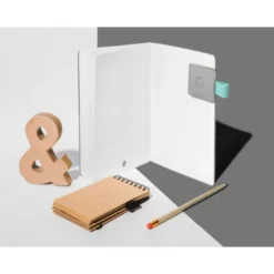 PORTABOLIGRAFO AUTOADHESIVO ANTARTIK PARA CUADERNO NOTE CON ELASTICO HASTA 15 MM GROSOR 80 MM GRIS Y TURQUESA