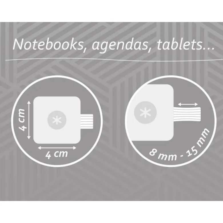 PORTABOLIGRAFO AUTOADHESIVO ANTARTIK PARA CUADERNO NOTE CON ELASTICO HASTA 15 MM GROSOR 80 MM GRIS Y TURQUESA