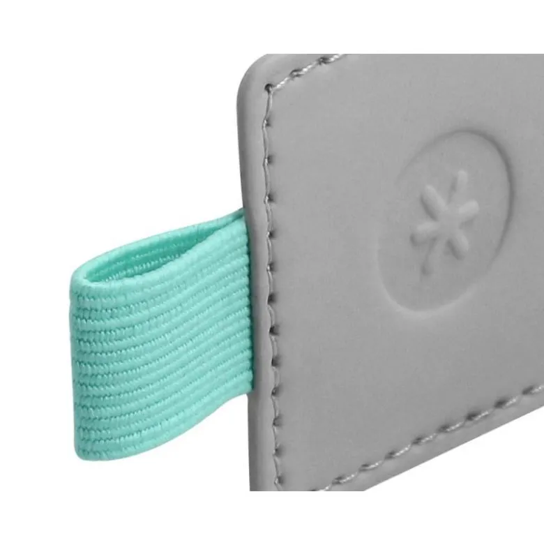 PORTABOLIGRAFO AUTOADHESIVO ANTARTIK PARA CUADERNO NOTE CON ELASTICO HASTA 15 MM GROSOR 80 MM GRIS Y TURQUESA