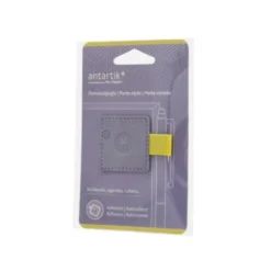 PORTABOLIGRAFO AUTOADHESIVO ANTARTIK PARA CUADERNO NOTE CON ELASTICO HASTA 15 MM GROSOR 80 MM MORADO Y AMARILLO