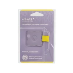 PORTABOLIGRAFO AUTOADHESIVO ANTARTIK PARA CUADERNO NOTE CON ELASTICO HASTA 15 MM GROSOR 80 MM MORADO Y AMARILLO