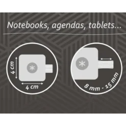 PORTABOLIGRAFO AUTOADHESIVO ANTARTIK PARA CUADERNO NOTE CON ELASTICO HASTA 15 MM GROSOR 80 MM NEGRO