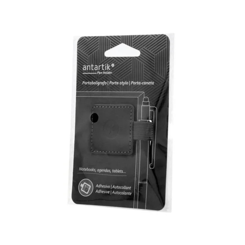 PORTABOLIGRAFO AUTOADHESIVO ANTARTIK PARA CUADERNO NOTE CON ELASTICO HASTA 15 MM GROSOR 80 MM NEGRO