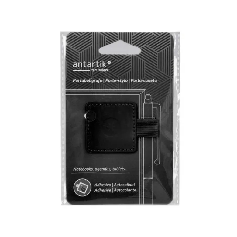 PORTABOLIGRAFO AUTOADHESIVO ANTARTIK PARA CUADERNO NOTE CON ELASTICO HASTA 15 MM GROSOR 80 MM NEGRO