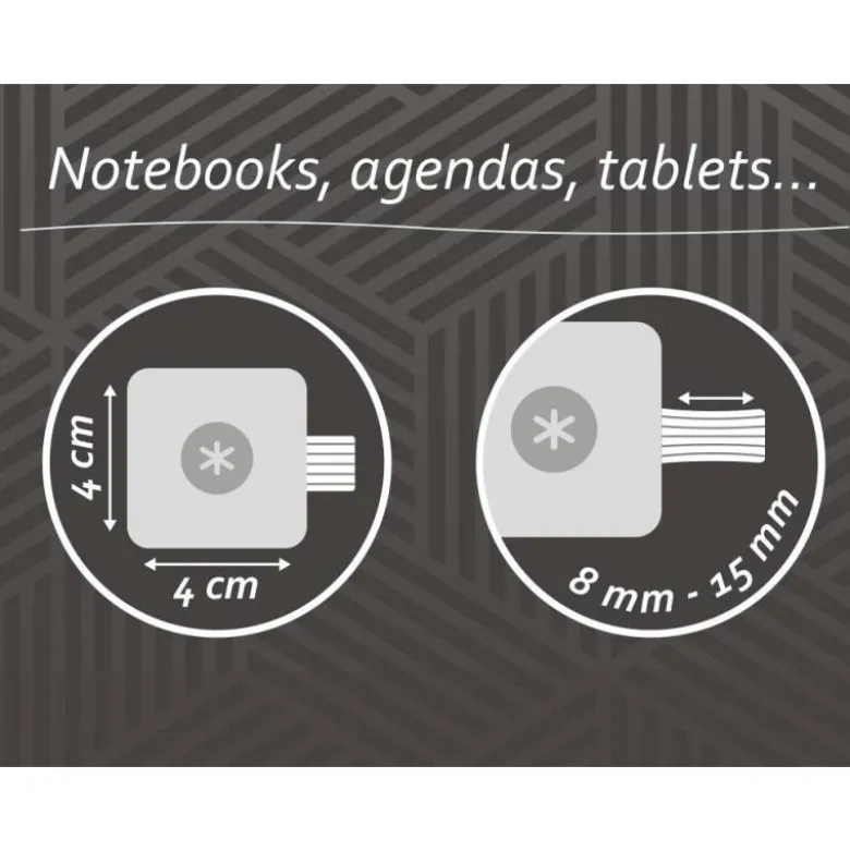 PORTABOLIGRAFO AUTOADHESIVO ANTARTIK PARA CUADERNO NOTE CON ELASTICO HASTA 15 MM GROSOR 80 MM NEGRO Y ROJO