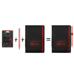 PORTABOLIGRAFO AUTOADHESIVO ANTARTIK PARA CUADERNO NOTE CON ELASTICO HASTA 15 MM GROSOR 80 MM NEGRO Y ROJO