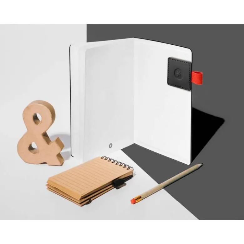 PORTABOLIGRAFO AUTOADHESIVO ANTARTIK PARA CUADERNO NOTE CON ELASTICO HASTA 15 MM GROSOR 80 MM NEGRO Y ROJO