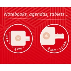 PORTABOLIGRAFO AUTOADHESIVO ANTARTIK PARA CUADERNO NOTE CON ELASTICO HASTA 15 MM GROSOR 80 MM ROJO 40X40 MM