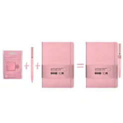 PORTABOLIGRAFO AUTOADHESIVO ANTARTIK PARA CUADERNO NOTE CON ELASTICO HASTA 15 MM GROSOR 80 MM ROSA 40X40 MM