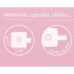 PORTABOLIGRAFO AUTOADHESIVO ANTARTIK PARA CUADERNO NOTE CON ELASTICO HASTA 15 MM GROSOR 80 MM ROSA 40X40 MM