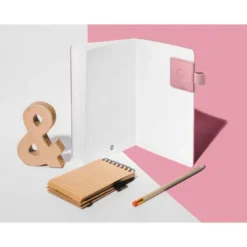 PORTABOLIGRAFO AUTOADHESIVO ANTARTIK PARA CUADERNO NOTE CON ELASTICO HASTA 15 MM GROSOR 80 MM ROSA 40X40 MM