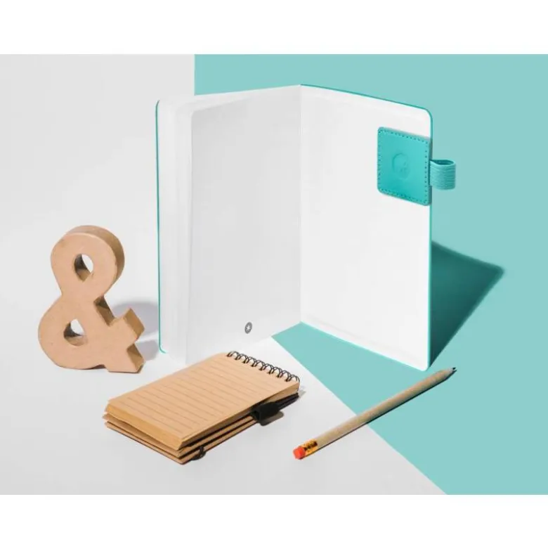 PORTABOLIGRAFO AUTOADHESIVO ANTARTIK PARA CUADERNO NOTE CON ELASTICO HASTA 15 MM GROSOR 80 MM TURQUESA 40X40