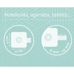 PORTABOLIGRAFO AUTOADHESIVO ANTARTIK PARA CUADERNO NOTE CON ELASTICO HASTA 15 MM GROSOR 80 MM TURQUESA Y ROSA