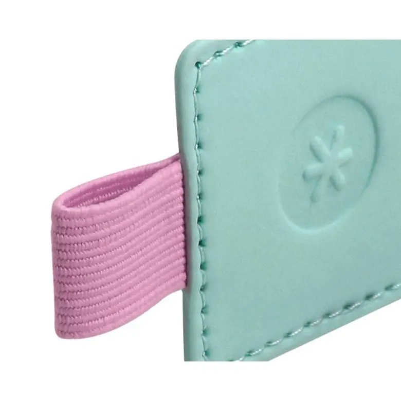 PORTABOLIGRAFO AUTOADHESIVO ANTARTIK PARA CUADERNO NOTE CON ELASTICO HASTA 15 MM GROSOR 80 MM TURQUESA Y ROSA