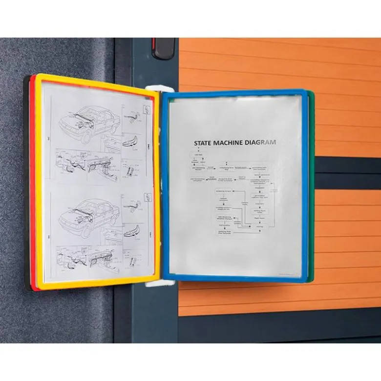 PORTACATALOGO DE PARED PLASTICO LIDERPAPEL CON 10 FUNDAS DIN A4 COLORES SURTIDOS