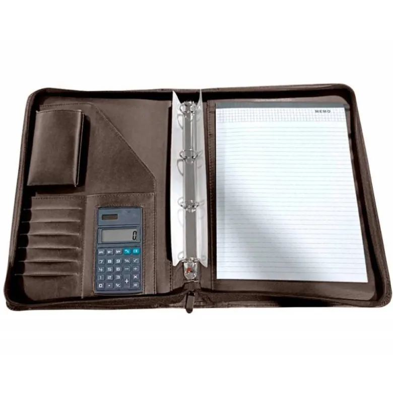 Portadocumentos tipo Carpeta Csp Marron con calculadora y bolsillo para movil
