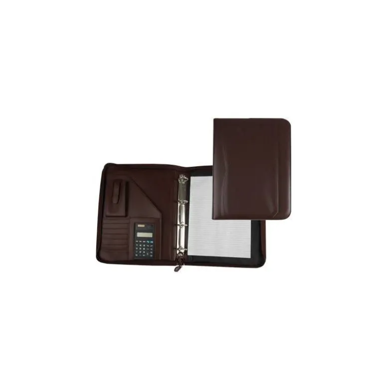 Portadocumentos tipo Carpeta Csp Marron con calculadora y bolsillo para movil