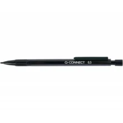 Portaminas Q-Connect trazo 0.5 mm negro con clip negro y 3 minas
