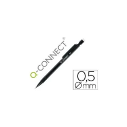 Portaminas Q-Connect trazo 0.5 mm negro con clip negro y 3 minas