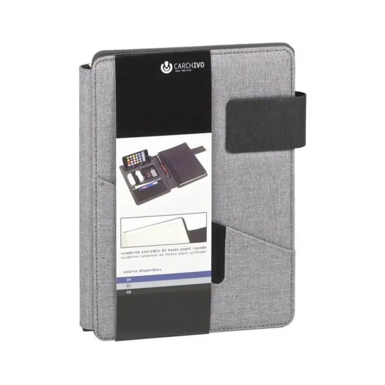 PORTANOTAS CARCHIVO VENTURE DIN A5 CON SOPORTE SMARTPHONE CUADERNO COLOR GRIS