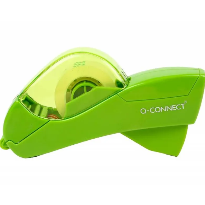 PORTARROLLO Q-CONNECT AUTOMATICO PLASTICO VERDE PARA CINTAS DE 12 Y 19 MM INCLUYE 2 CINTAS