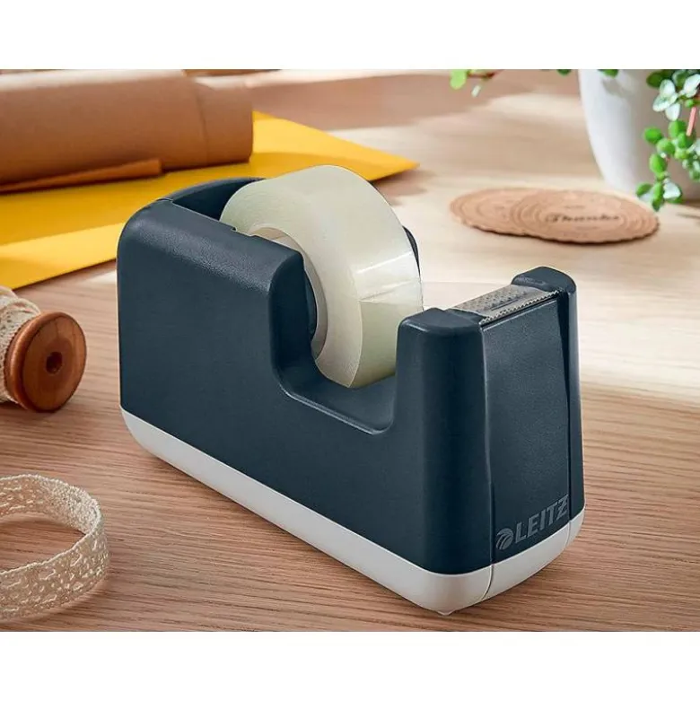 PORTARROLLO SOBREMESA LEITZ COSY PLASTICO PARA CINTAS 33 MT COLORGRIS