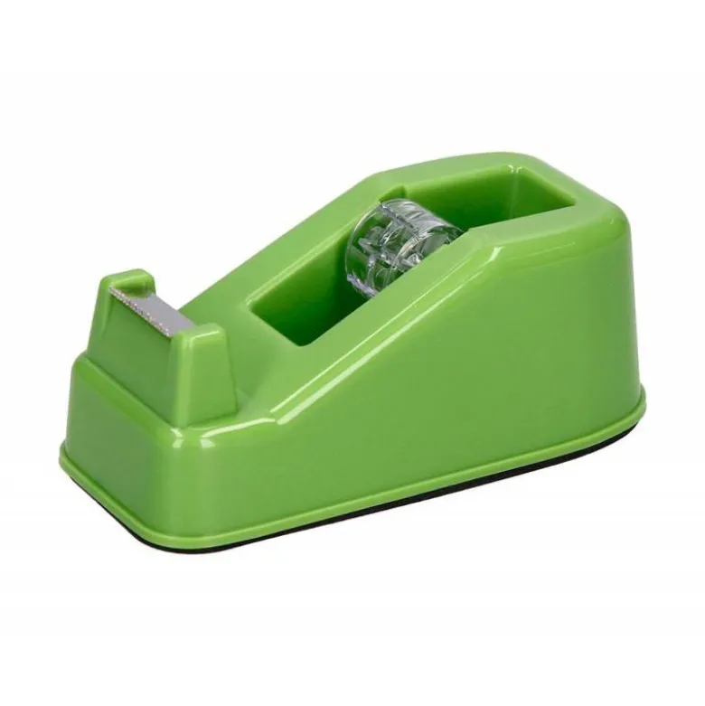 PORTARROLLO SOBREMESA LIDERPAPEL ECOUSE 100% PLASTICO RECICLADO PARA CINTA DE 33 MT COLOR VERDE