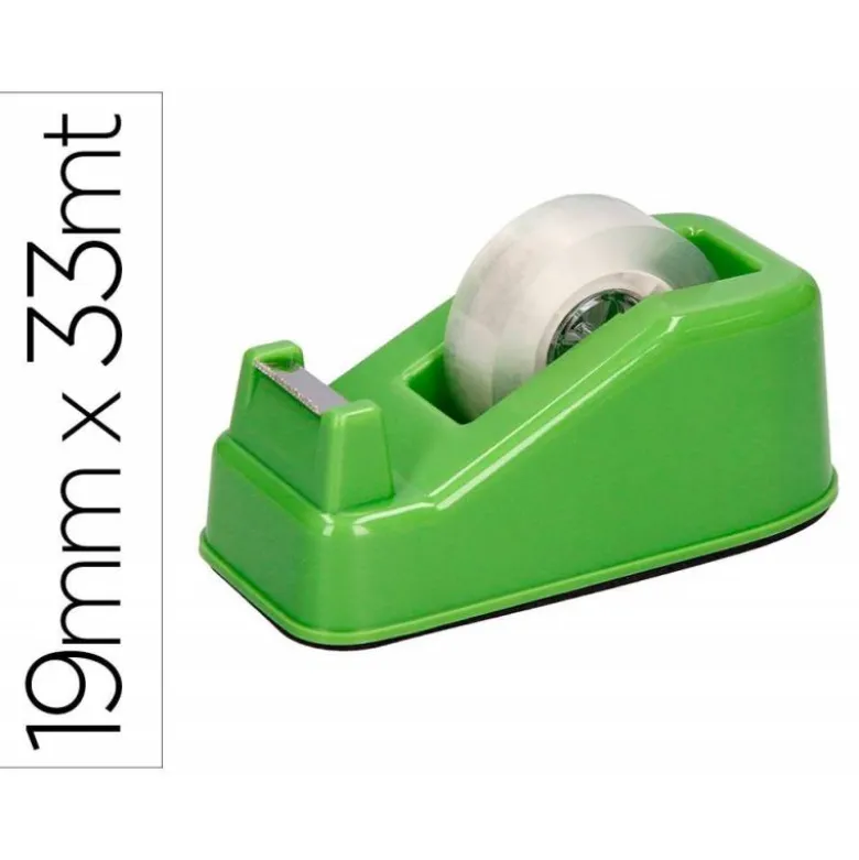 PORTARROLLO SOBREMESA LIDERPAPEL ECOUSE 100% PLASTICO RECICLADO PARA CINTA DE 33 MT COLOR VERDE