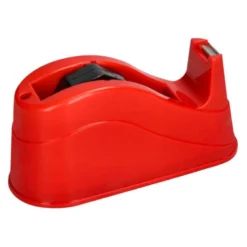 PORTARROLLO SOBREMESA Q-CONNECT PLASTICO PARA CINTAS DE 66 MT COLOR ROJO 220X100X70 MM