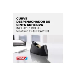 Portarrollos sobremesa Tesa Easy cut curve Plastico para cinta de 33m color Negro