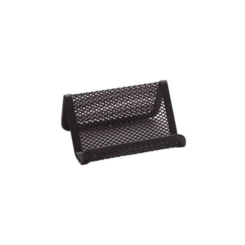Portatarjetas q-connect metalico negro 11x7,5x5 cm.