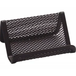 Portatarjetas q-connect metalico negro 11x7,5x5 cm.