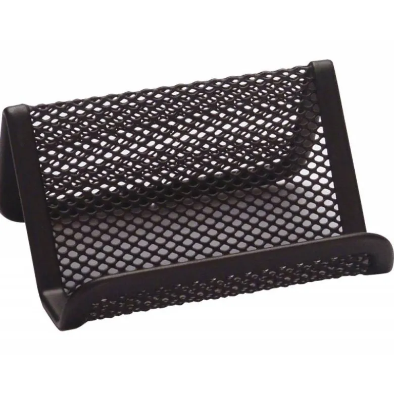 Portatarjetas q-connect metalico negro 11x7,5x5 cm.