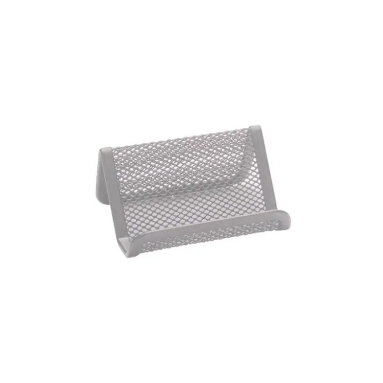 Portatarjetas q-connect metalico plata 11x7,5x5 cm.