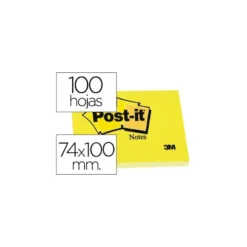Post-it ® Bloc de notas adhesivas color amarillo quita y pon 74x100 mm