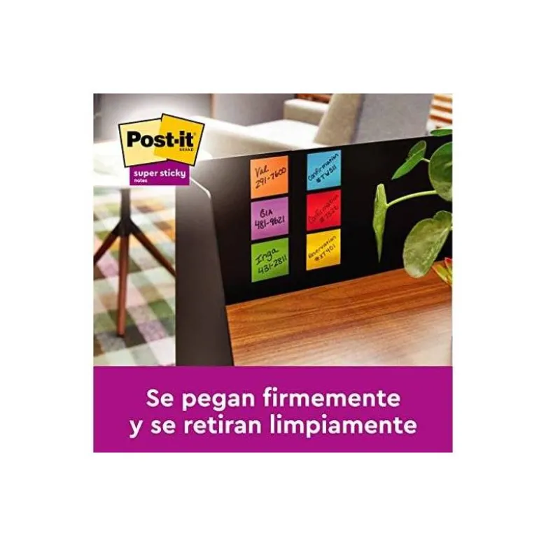 Post-it ® Bloc de notas adhesivas super sticky varios colores 47,6 x 47,6 mm 90 hojas pack 12 blocs