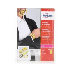 Pulsera identificativa Avery Polietileno 265x15 mm color amarillo fluorescente. Pack 50 unidades