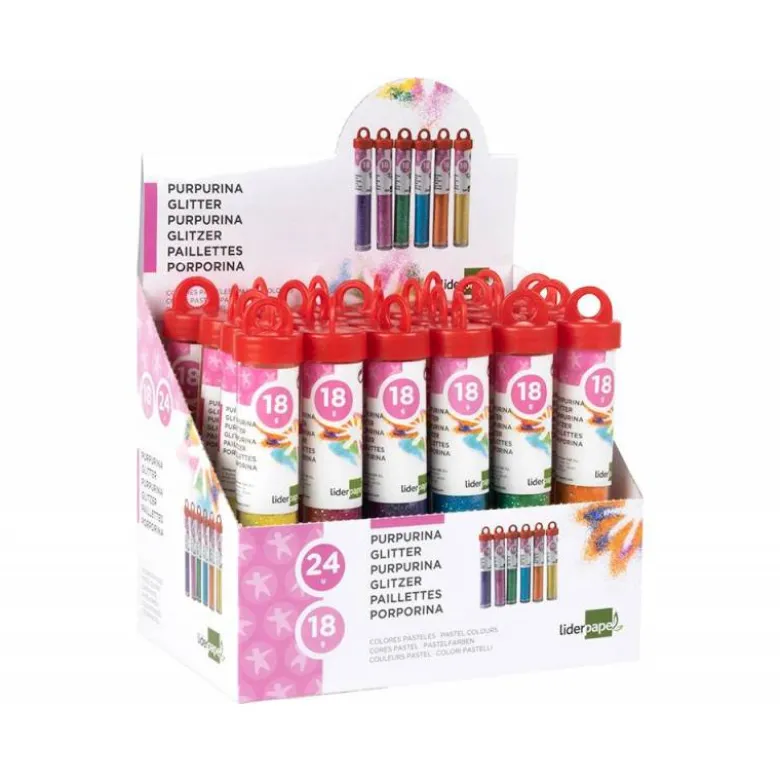 Purpurina colores pastel 24 botes de 18 gr.No se pueden elegir