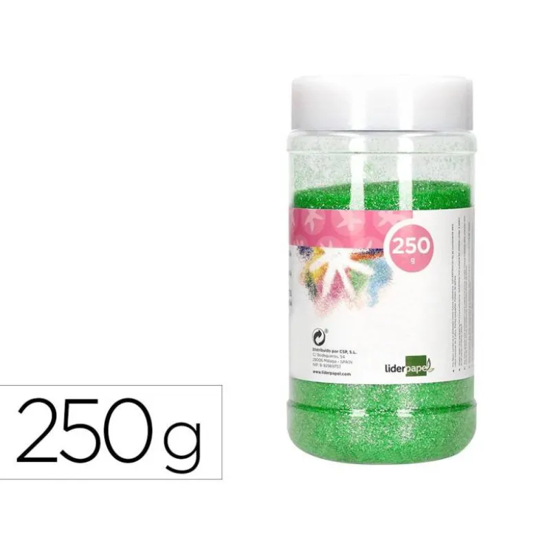 PURPURINA LIDERPAPEL FANTASIA COLOR METALICO VERDE PASTEL BOTE DE 250 GR