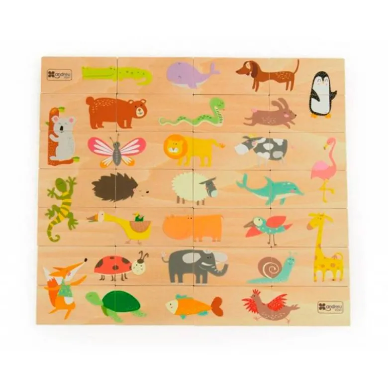PUZLE ANDREUTOYS DOMINO ANIMALES MADERA 28 PIEZAS