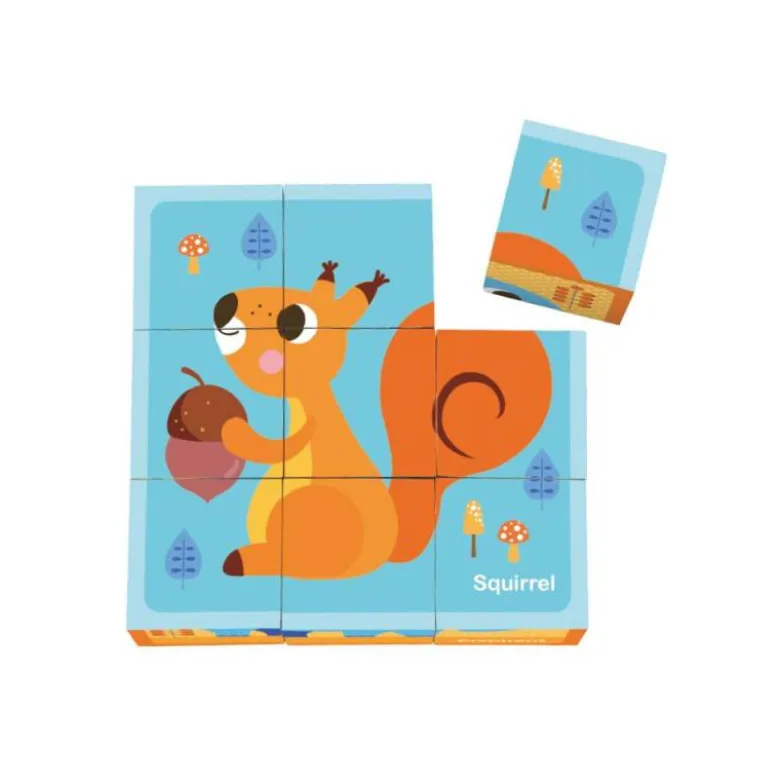 PUZLE INFANTIL IMAGINOVO MADERA CUBOS DE ANIMALES +24 MESES 15 PIEZAS INCLUYE 12 PATRONES 22X22X6,4CM